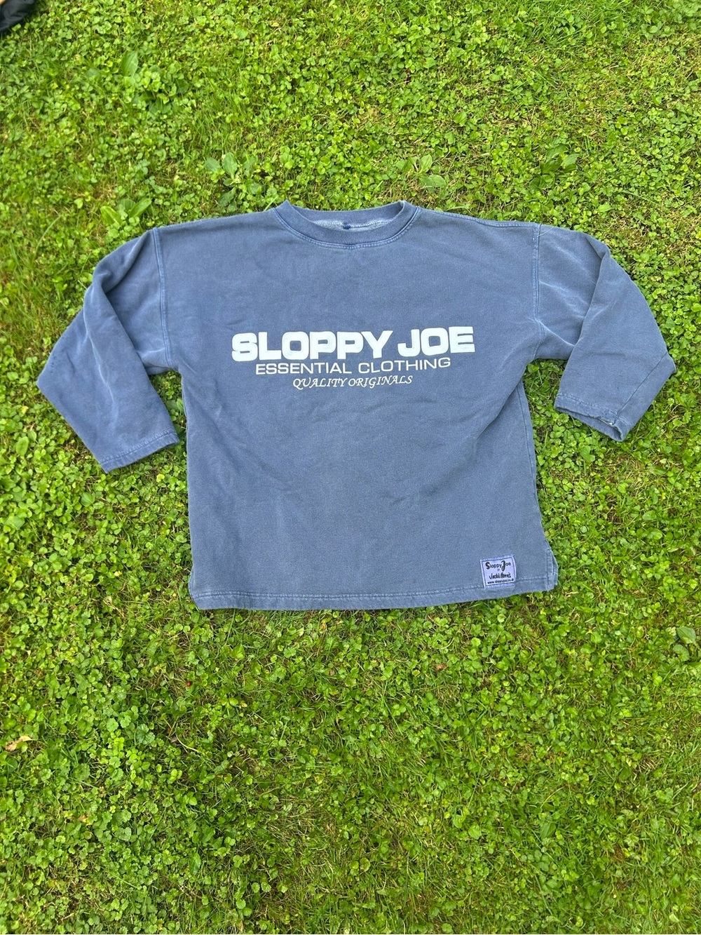 Sloppy Joe by Jackie Harris Blue Fleece Graphic Logo Crewneck